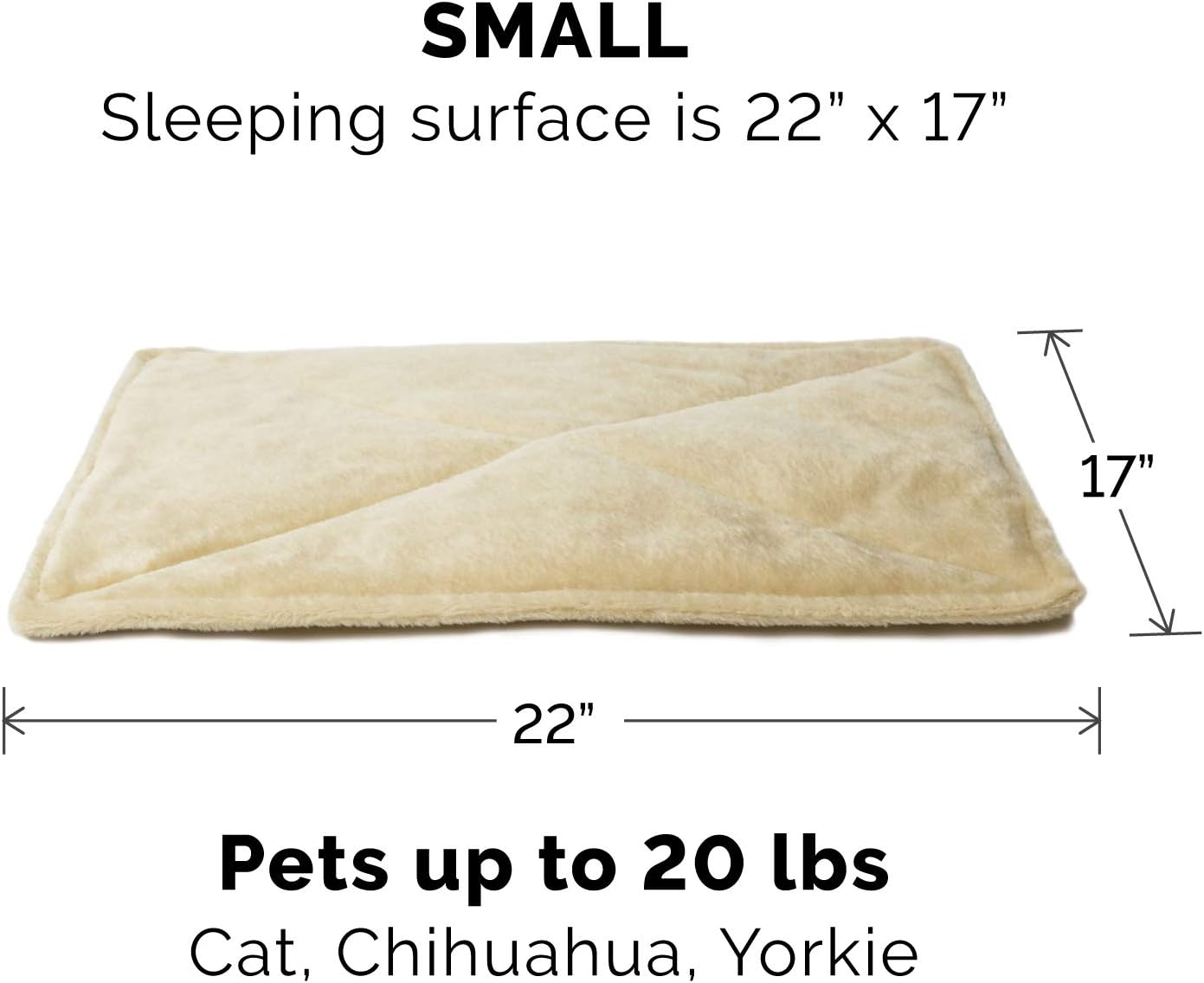 Furhaven Pet Dog Bed Heating Pad - ThermaNAP Quilted Faux Fur Insulated Thermal Self-Warming Pet Bed Pad for Dogs and Cats, Cream, Small : Pet Supplies