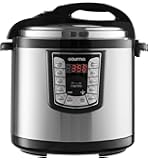 Gourmia GPC1000 Smart Pot Electric Digital Multifunction Pressure Cooker with 13 Programmable Cooking Modes, 10 quart Stainless Steel with Steam Rack, 1400W, Silver Free Recipe Book Included