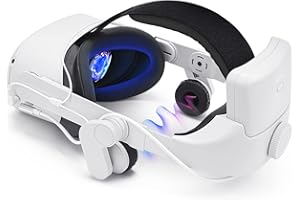Lampelc Head Strap with 8000mah Battery Pack and Headphone for Quest 2, Comfort Audio Elite Strap VR Headstrap Replacement Accessories for Enhanced Sound Effects, Playtime
