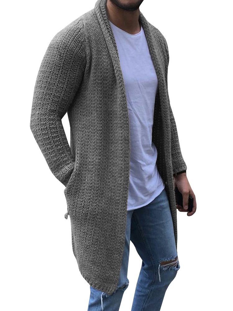 Mens Shawl Collar Cardigan Long Open Edge Knit Sweater Lightweight Warm  Winter Coat Jumper Slim Fit Outwear Knitwear Jacket