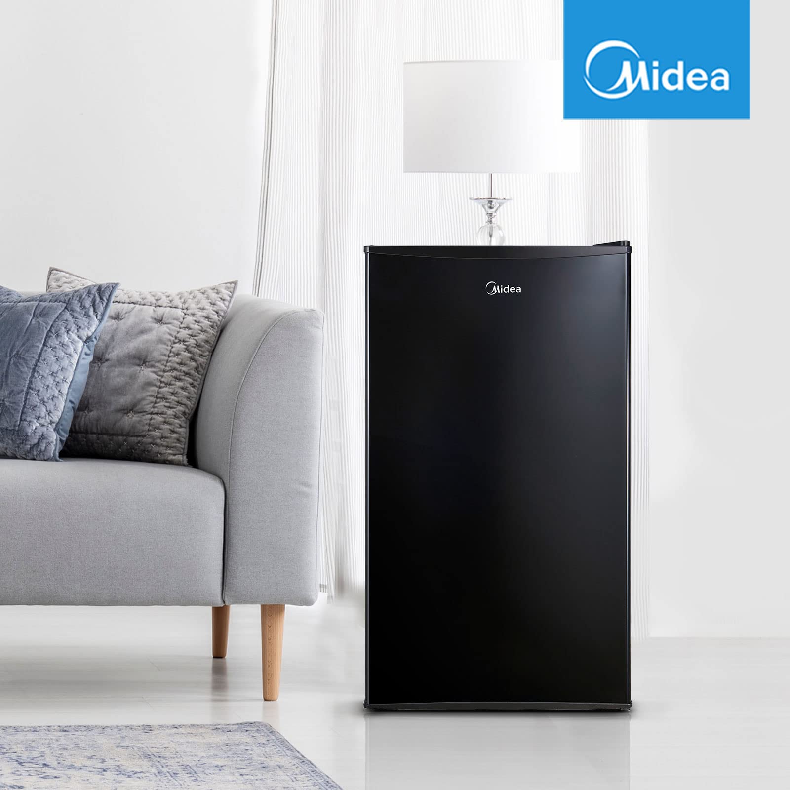 Midea WHS-121LB1 Mini fridge Small Refrigerator 3.3 Cubic Feet Black for Bedroom Office or Dorm with Adjustable Remove
