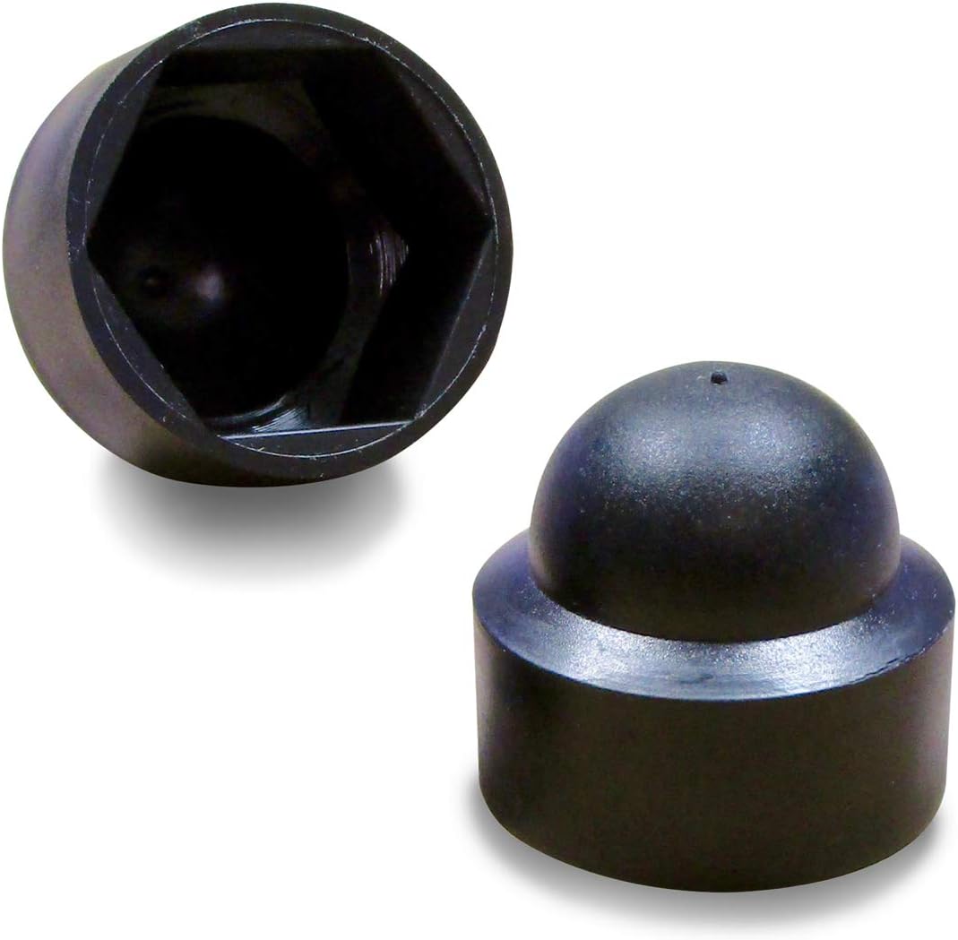 ajile - 100 Pieces - Snap on Domed nut Bolt Cap, Protective Cover for M12, 18 mm nut - Black Plastic - FAH118-L