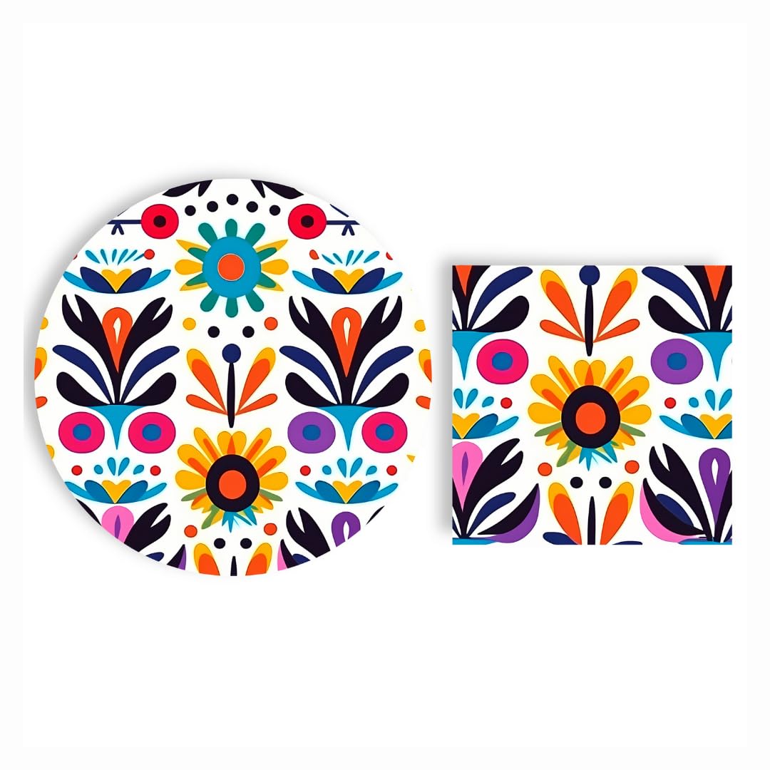 Photo 1 of Fabuplates 48pc Otomi Party Plates and Napkins Set – Heavy Duty Disposable Tableware, Mexican Floral Fiesta Theme, Colorful Paper Plates for Events, Cinco de Mayo, Birthday, or Fiesta