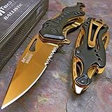 M Tech Tactical Folding Knife Gold Titanium Coating