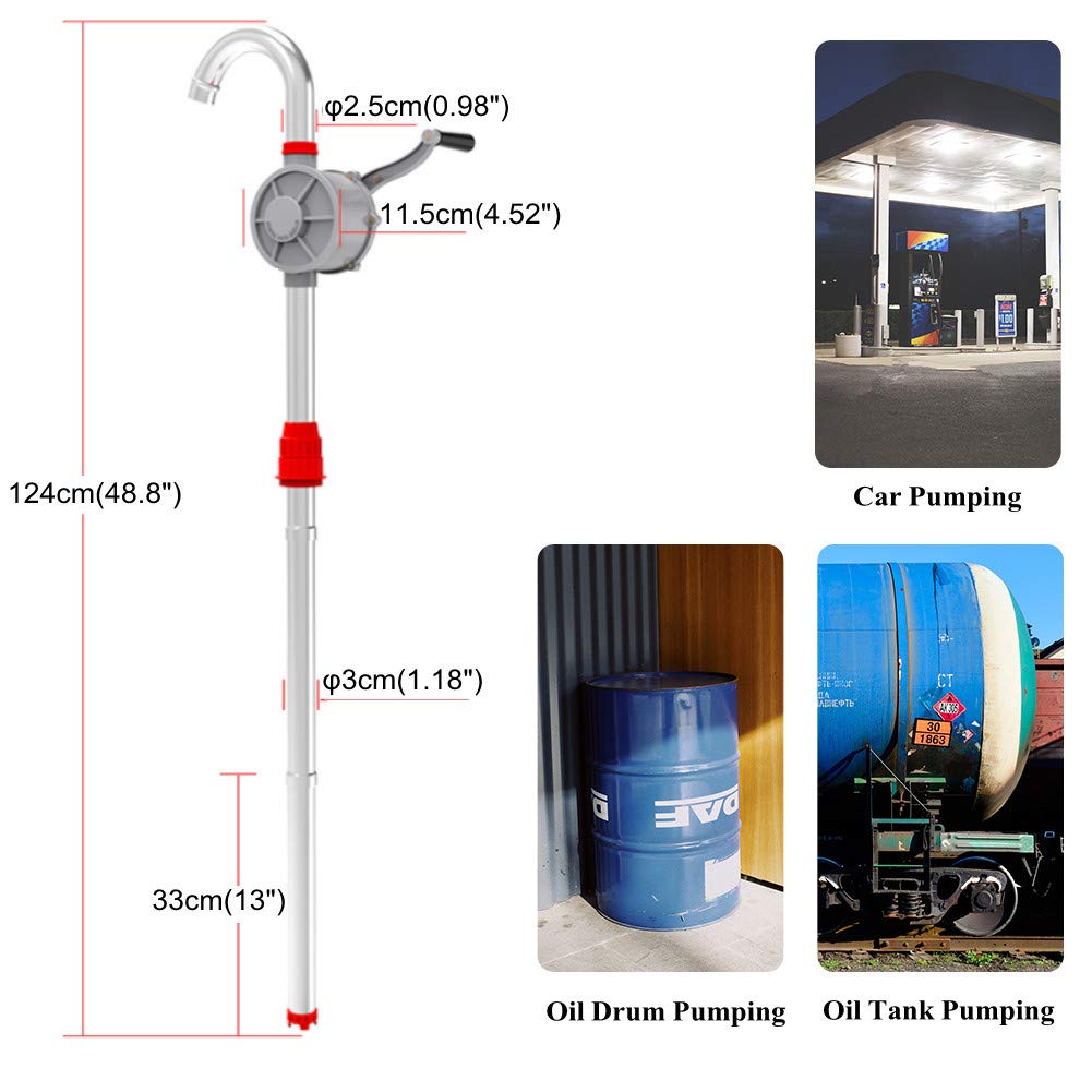 Hand Oil Pump Rotary Barrel Pump for Diesel Fuel Oils Petrol Lubricating Oil, 29 LPM Suction Capacity Manual Fuel Pump, 25mm Outlet Port Hand Crank Siphon Pump - Image 4