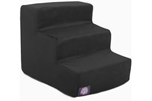 Majestic Pet 3 Step Portable Dog Stairs for Small Dogs to get on Bed Supports 25 lbs or Less – Dog Steps for High Bed with Machine Washable Cover – Pet Stairs for Cats Suede Sage