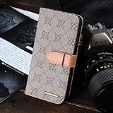 RAYTOP Luxury Classic Beige GG Patterned Leather Cases for Apple iPhone 6 4.7 Inches Flip Covers Wallet Kickstand Men Women Girls High Quality Vintage Retro Chic Style