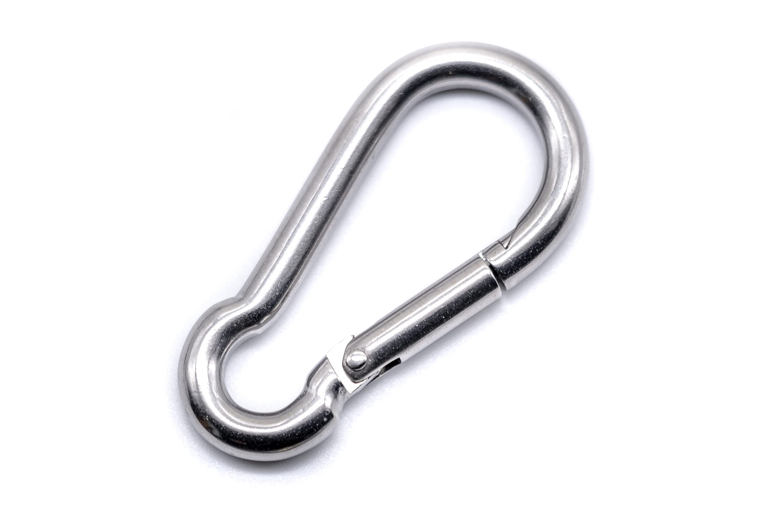Stainless steel carabiner snap spring hook A4 316 marine grade hiking fishing camping keychain (4, 10mm x 100mm)