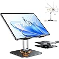 DATAFY Tablet Stand Adjustable Tablet Stand for Desk, Foldable iPad Pro Holder Portable Monitor Stand Travel Accessories, Home Office Desk Accessories for iPad Tab Kindle iPhone Table Mount 12.9"-4.7"