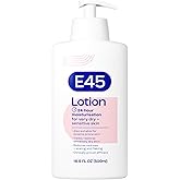 E45 Moisturising Lotion for Very Dry, Sensitive Skin, 24 Hour Moisturizer, Fragrance-Free Formula, Protect from Dryness, Reduce Redness, Dermatologically Tested, 16.9 fl oz (500ml)