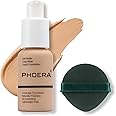PHOERA Foundation Makeup, Flawless Soft Matte Oil Control Liquid Foundation, Full Coverage Mattle Oil-Control Concealer for Older Women, Great Choice For Gift (#104 Buff Beige)