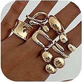 HUASAI Chunky Rings for Women Non Tarnish Gold Silver Gemstone Thumb Ring Stackable Vintage Statement Dainty Knuckle Set