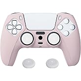 PlayVital Cherry Blossoms Pink Pure Series Anti-Slip Silicone Cover Skin for ps5 Controller, Soft Rubber Case for ps5 Wireless Controller with White Thumb Grip Caps