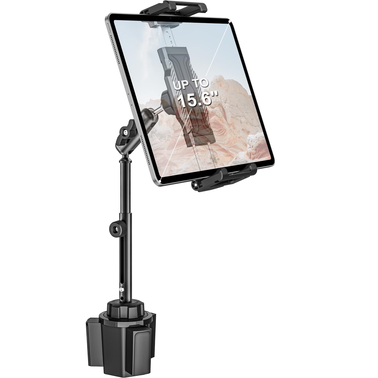 Photo 1 of Dosvsi Cup Holder Car Large Tablet Mount, [Up to 15.6"] Metal Adjustable Arm CupHolder Tablet Clip, Heavy Duty Truck Cup Holder for iPad Pro 13 12.9 Air Mini, Galaxy tab, iPhone, 6.1-15.6" Devices