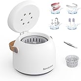 Ultrasonic Retainer Cleaner, 45kHz Ultrasonic Cleaner machine 3 Modes Deep cleaning 200ml Tank with Digital Timer for Aligner, Mouth Guard, Toothbrush Heads, Braces White