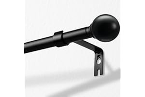 JPM Black Curtain Rods for windows 20"- 48",Decorative Drapery Rod Adjustable by Splicing, 5/8 Inch Small blackout Curtain Rod Set With Brackets,Outdoor curtain rod,Matte Black