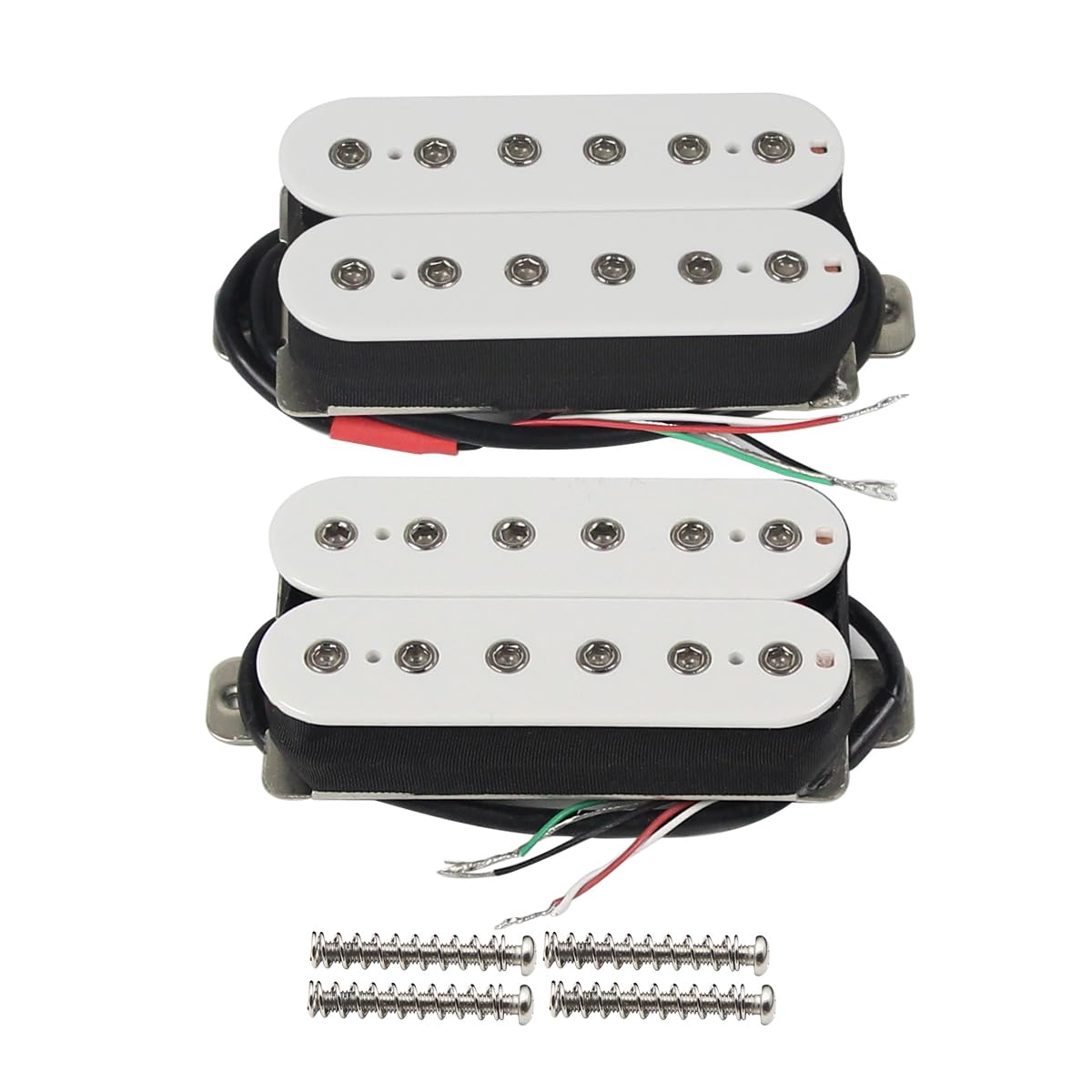 FLEOR Ceramic Neck+Bridge Pickup Set Double Coil Humbucker Pickups for Electric Guitar Replacement-White