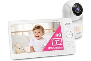 VTech 7" Baby Monitor with IPS Screen, Pan Tilt Zoom Camera, No WiFi Video Baby Monitor with Camera and Audio, Multi-Color Night Light, 2-Way Talk, Lullabies, Advanced HQ Max