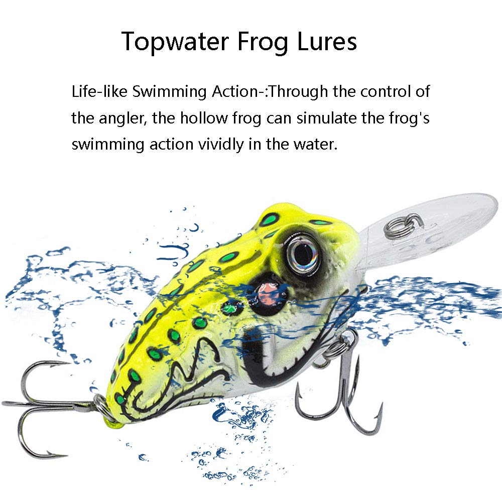 YL 0UTDOOR Frog Fishing Lures 2.95in/1.34oz Topwater Baits for Bass Snakehead Salmon Saltwater Freshwater Fishing