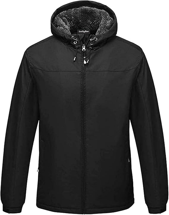 Men Water Resistant Rain Coat with Fleece Lined Winter Sport Hooded Jacket Amazon.co.uk Clothing