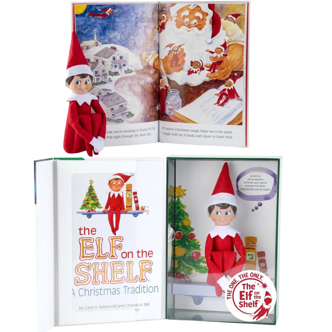 The Elf on the Shelf Christmas Tradition | Elf on the Shelf Boy, Light Tone, Blue Eyes | Christmas Elf, Multicoloured