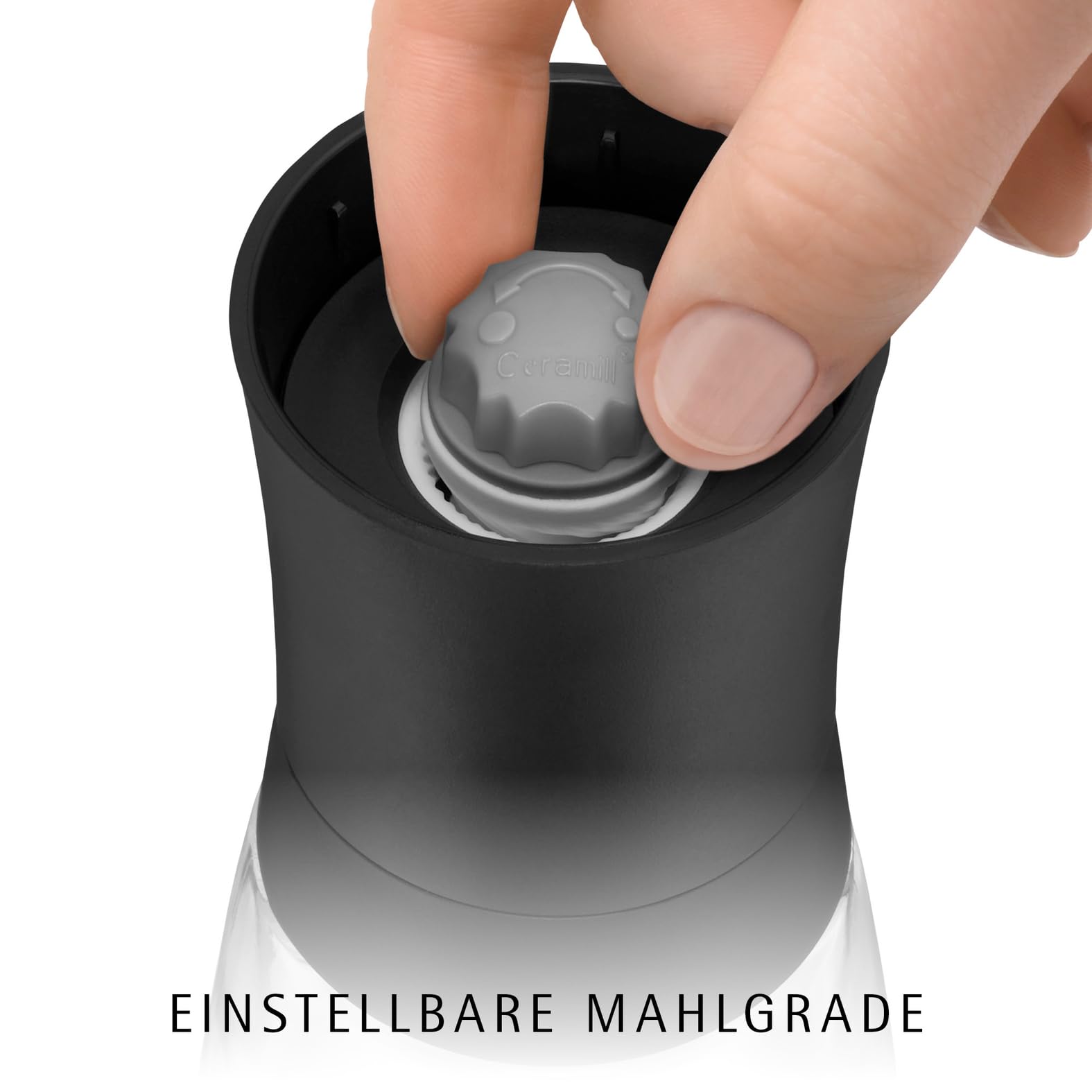 WMF Gewürzmühle mit Keramikmahlwerk – manuelle Chili-, Pfeffer- und Salzmühle aus Kunststoff und Glas, Mahlstärke einstellbar, langlebig und hygienisch, guter Küchenhelfer für frische Gewürze 4