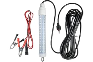 YEGRUEB LED Underwater Fishing Light 12V Night Fishing Light 10.5W Fish Finder Lamp IP68 1000LM Green Submersible Fishing Attractor with 22.3ft Cord Wire &Cigarette Adapter Wire