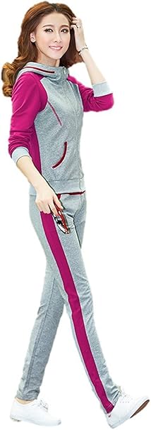 Amazon Tdb スウェット上下セット レディース セットアップ グレー スポーツウェア ルームウェア ワンマイルウェア ジャージ ネオンカラー バイカラー 春 秋 冬 フィットネス トレーニング スウェット パーカー 通販