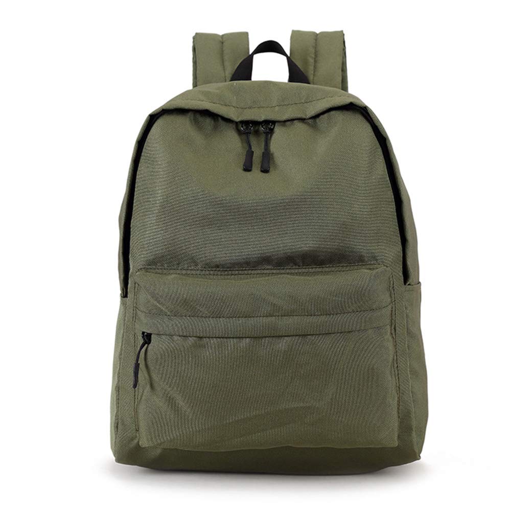 Casual Canvas Backpack Lightweight Travel Daypack Hiking College Rucksack Laptop Durable Bookbag (Black) (Green)