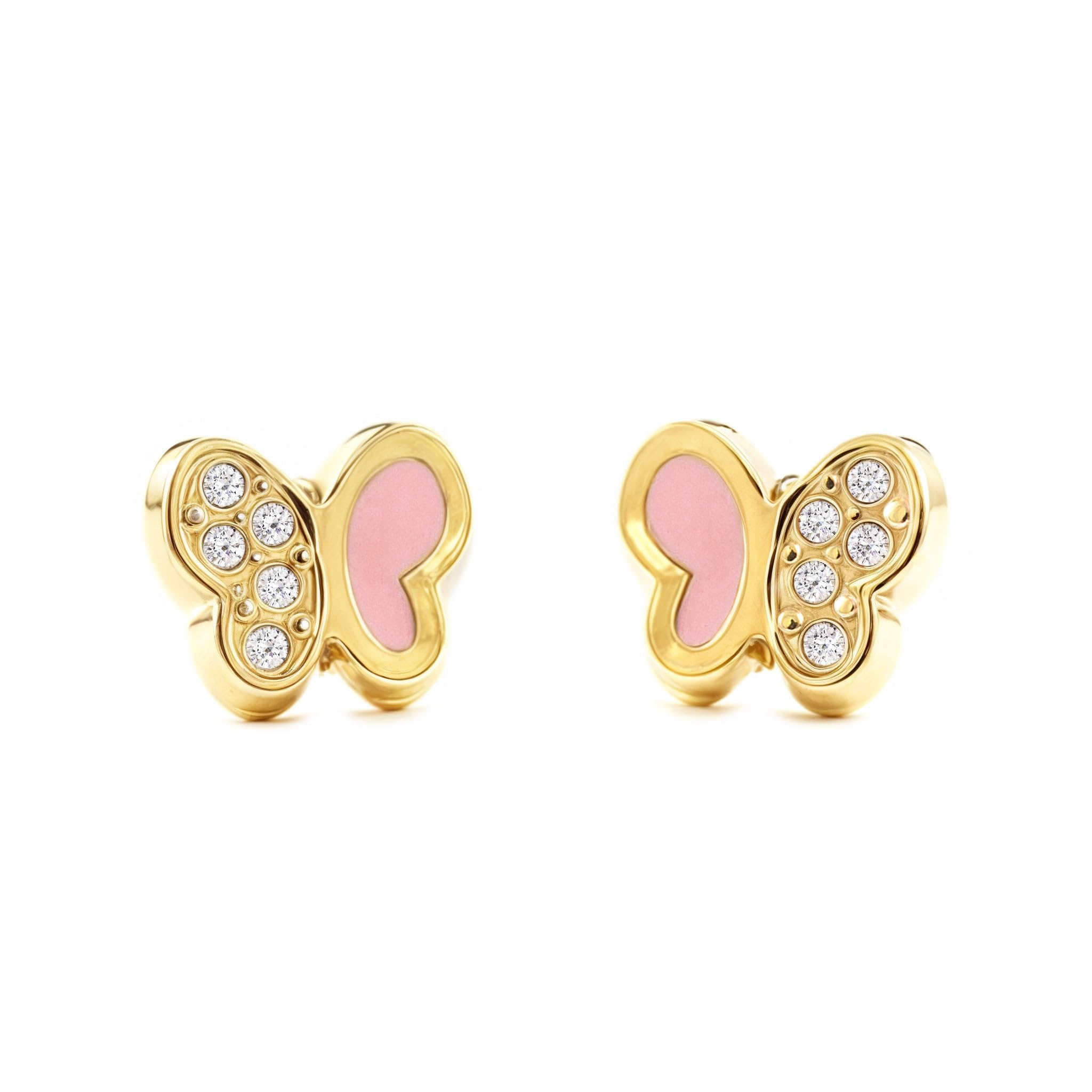 9ct Yellow Gold butterfly Children's Earrings