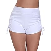 Halcurt Women's High Waisted Swim Board Shorts (Available in Plus) Tummy Control Side Drawstring Swimsuit Bottoms