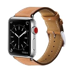 For Apple Watch Band, 42mm Marge Plus Genuine Leather iwatch Strap Replacement Band with Stainless Metal Clasp for Apple Watch Series 3 Series 2 Series 1 Sport and Edition, Brown