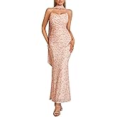 ivylae Corset Tube Maxi Dress with Scarf Bodycon Ruched Elegant Long Formal Wedding Guest Dresses for Women