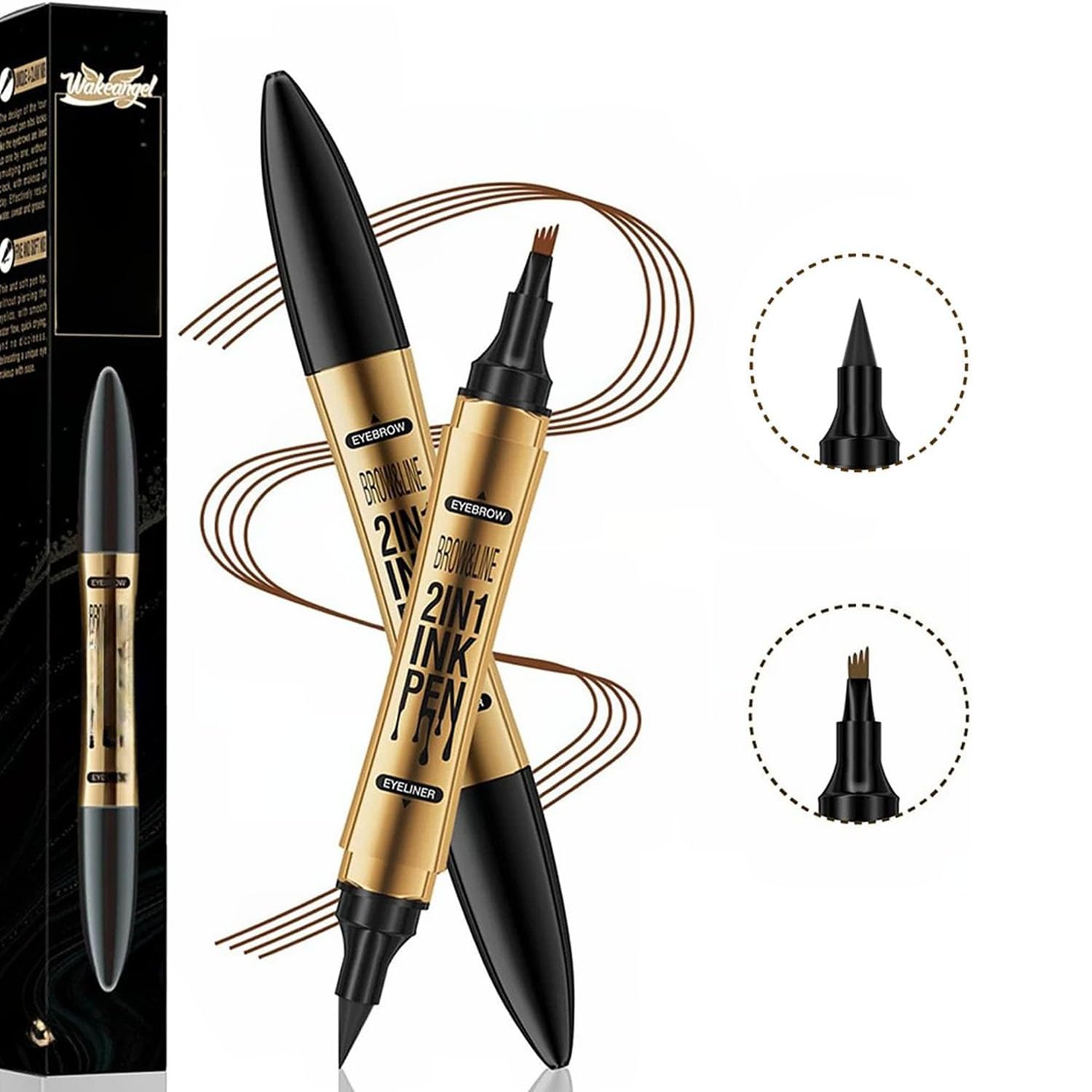 Eyebrow Pencil, 3D Waterproof Magic Eyebrow Pen, Smudge-Proof Eyebrow Shaping Tool, Microblading Eyebrow Pen with 4 Micro-Fork Tips, for Natural Eyebrow Shaping