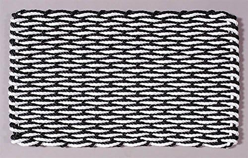 Black and White Rectangular Handcrafted Doormat - Wave (Estate: 30 in. W x 50 in. L)
