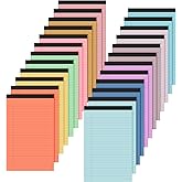 Lincia 24 Pcs 12 Pcs 5" x 8" Small Legal Pads Colored Lined Note Pads Narrow Ruled Writing Notepads 50 Sheets Per Micro Paper Notebook Lined and Perforated for College Office Supplies (Bright Colors)