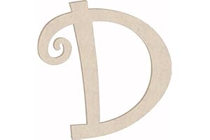 NEXTCRAFT Wooden Letter 4'' Small MDF Curlz Font, Unfinished D Wood Alphabet Letter Girl Craft Cutout, Nursery Decor Initial Shape