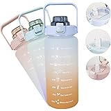 Tie Dye Reusable Gym Water Jug With Straw.Large Half Gallon/64 oz/2 liter Cute Inspirational Water Bottle For Women .Day Hour