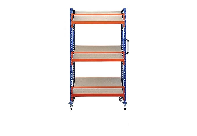 Fahrbares Lagerregal mit Schrägböden, 120cm breit, 154cm hoch, 80cm