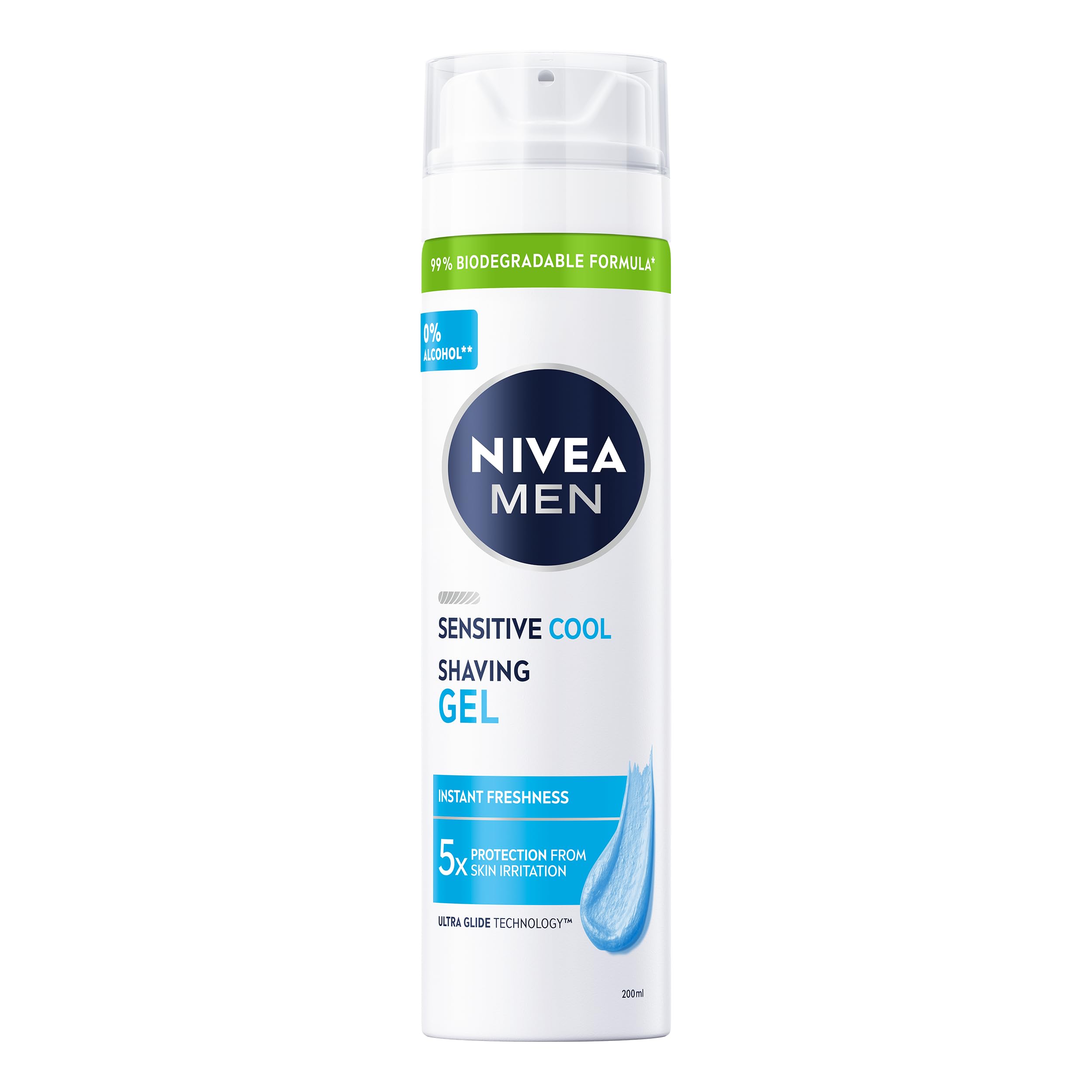 NIVEA MEN Sensitive Cooling Shaving Gel (200 ml), Alcohol-Free Cool Sensitive Skin Shave Gel for Men, Gentle Shave for Irritated Skin (Pack of 6)