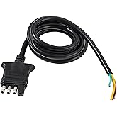 Oyviny Heavy Duty 4 Pin Trailer Wiring Harness 5 Feet, 18AWG Pure Copper Flat 4 Pin Trailer Plug Connector Jacketed Cable, Tr