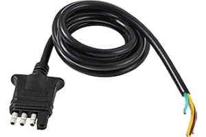 Oyviny Heavy Duty 4 Pin Trailer Wiring Harness 5 Feet, 18AWG Pure Copper Flat 4 Pin Trailer Plug Connector Jacketed Cable, Tr