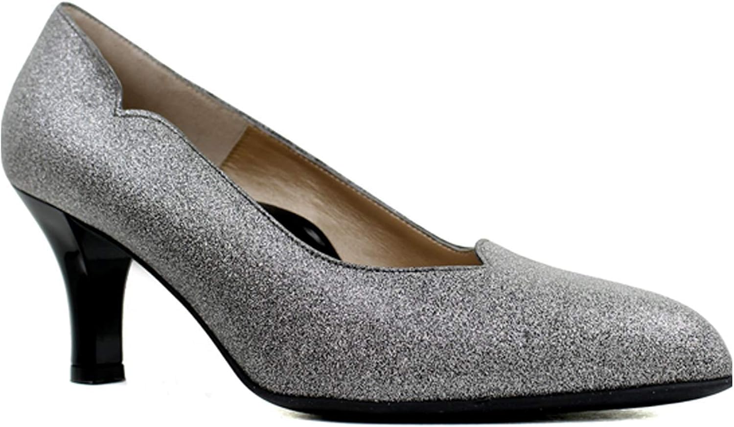 silver heels mid heel