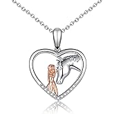 ACOGVN Horse Gifts for Girls Women Horse Lovers, Girl And Horse Heart Shape Pendant Necklace on Birthday Christmas Valentines Mothers Day Graduation Back to School