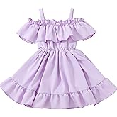 VINUOKER Toddler Girls Princess Party Dress Little Girl Summer Dress Off-Shoulder Suspender Sundress