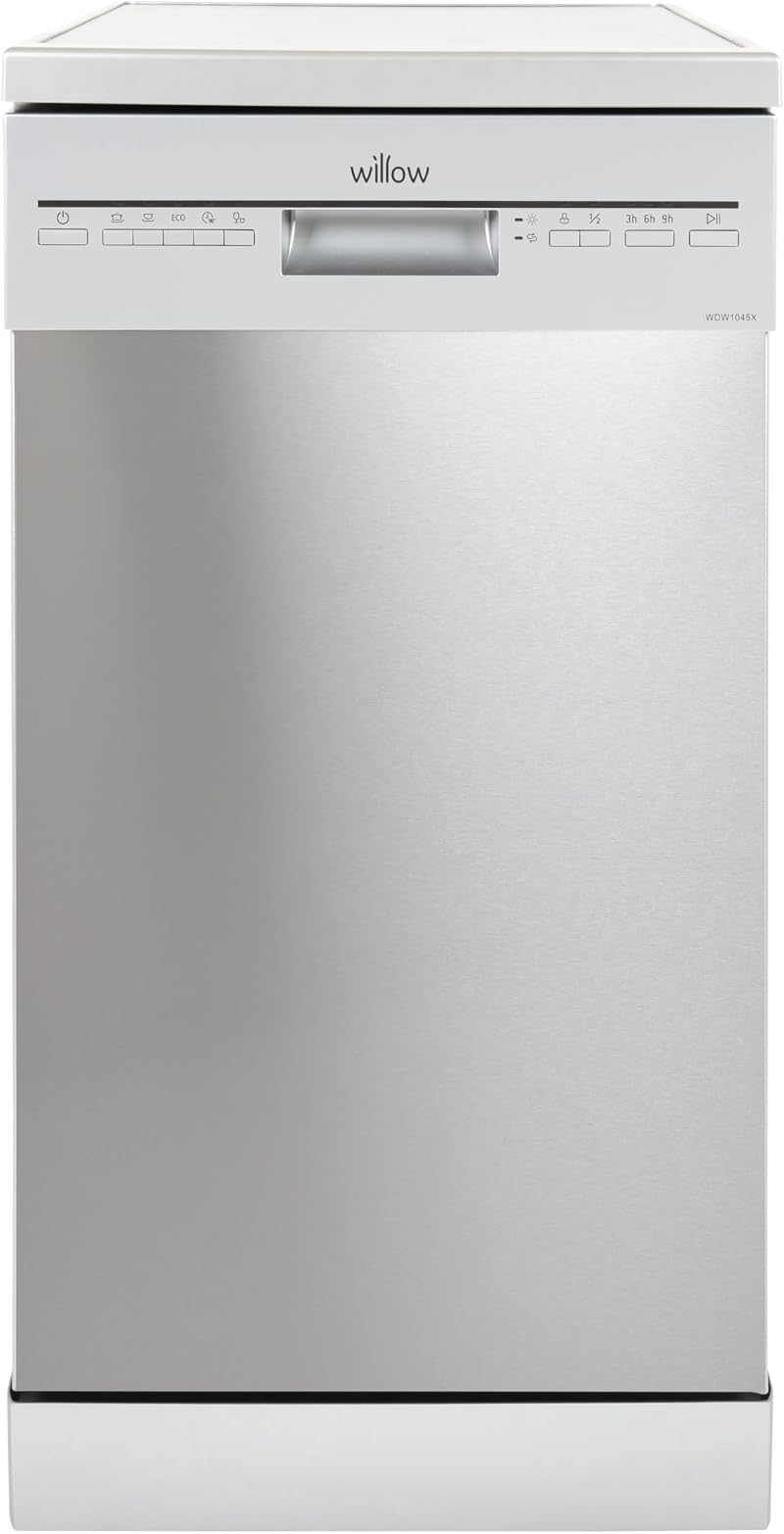 Willow Freestanding Dishwasher 45cm Half Load 10 Place Silver WDW1045X