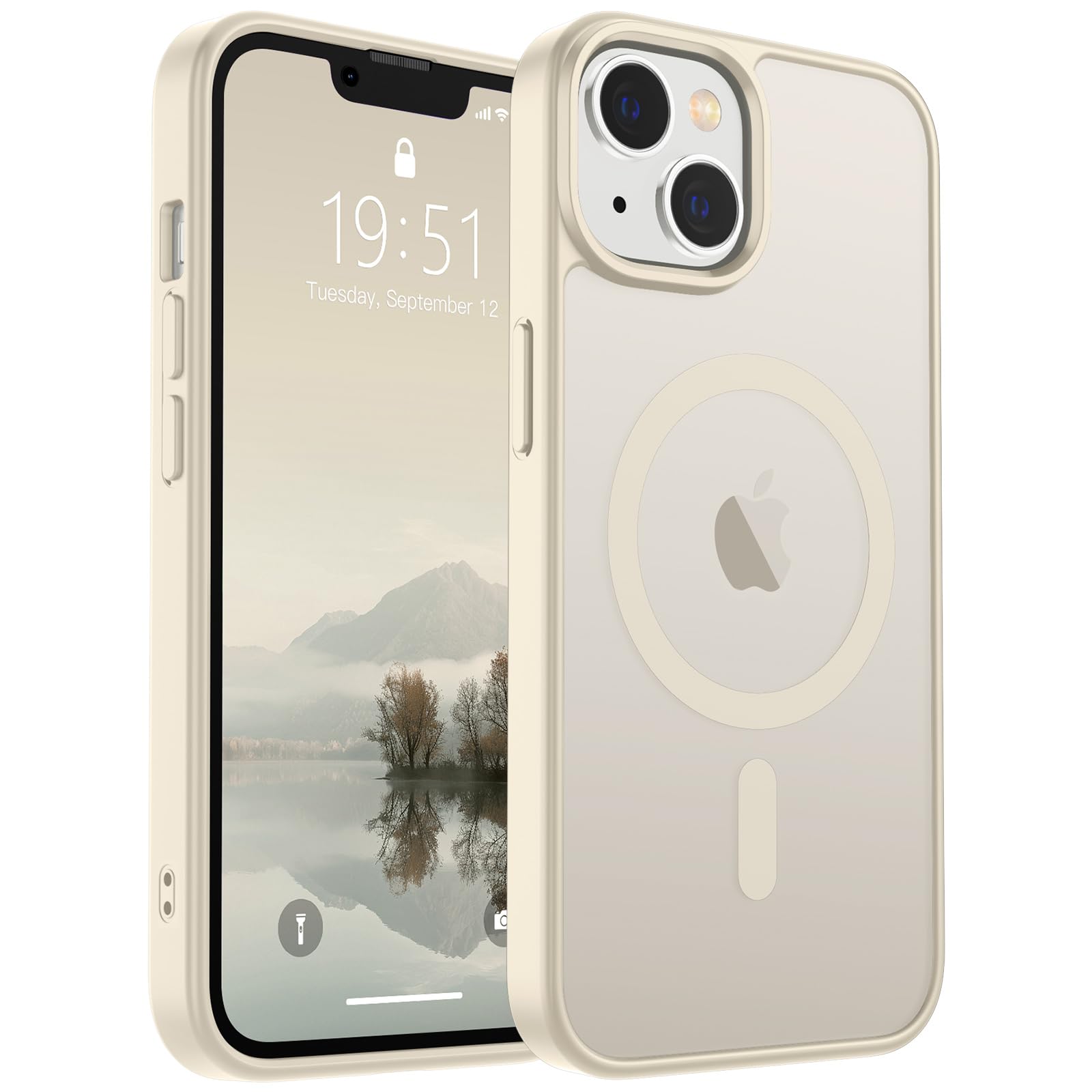 Photo 1 of SUPFINE Magnetic for iPhone 15 Plus Case & iPhone 14 Plus Case(Compatible with MagSafe)(Military Grade Drop Protection) Slim Translucent Shockproof with Anti-Fingerprint Phone Case,Antique White