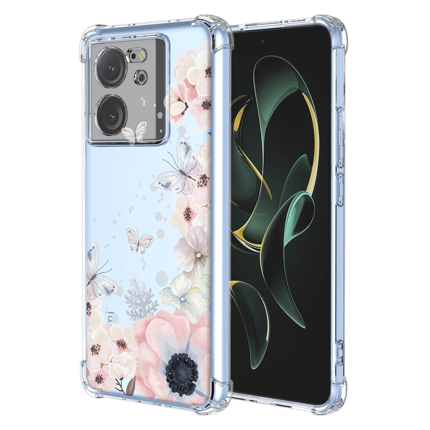 BORYA Case for Xiaomi 13T 5G/Xiaomi 13T Pro 5G, Shockproof TPU Bumper Clear Ultra Thin Soft Silky Premium Silicone Cover with Cute Elegant Simple Pattern, A48