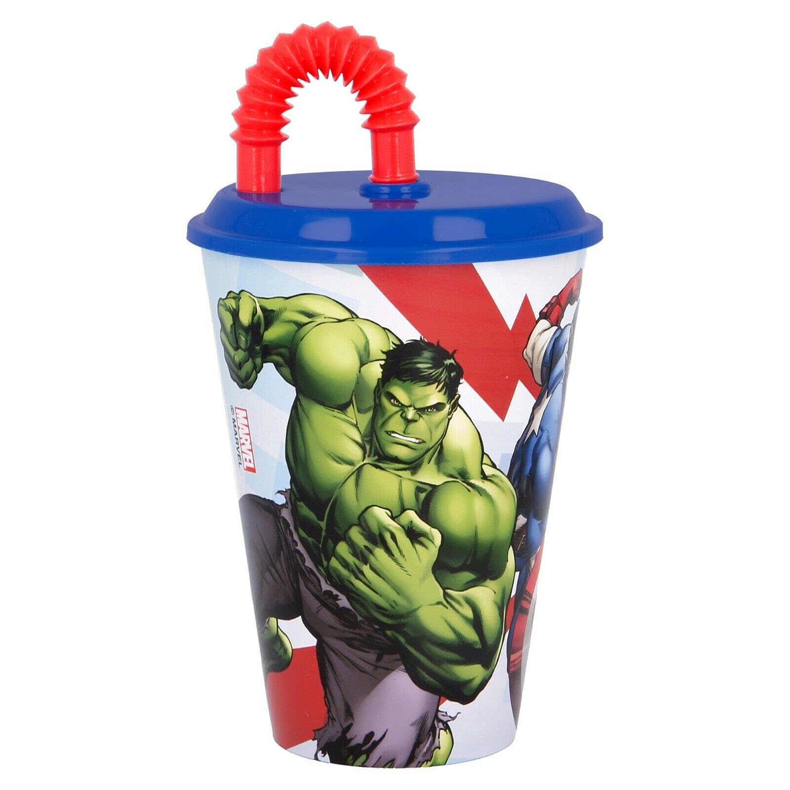 Kids Character Sports Tumbler 430ML Drinking Re-usable Plastic Cup with Straw (Avengers Rolling Thunder)