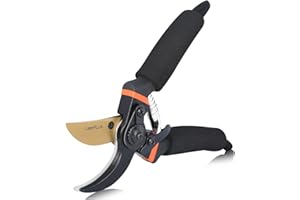 LeafLux Pruning Shears, Professional SK5 Quality Durable Titanium Plated Rust-Proof Bypass Pruning Shears with Soft Cushion Grip Handle, Hand Pruners, Clippers for Gardening, 8 Inch, LFXP1003B